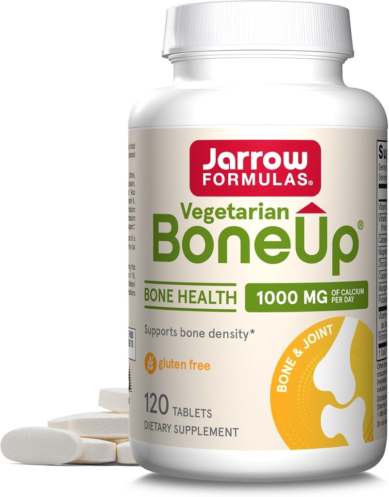Jarrow Formulas BoneUp Vegetarian - 120 Tablets - Vegetarian/Vegan Supplement for Bone Health Vegan -Friendly Sources of Vitamin D3, Vitamin K2 (as MK-7) & Calcium - 60 Servings