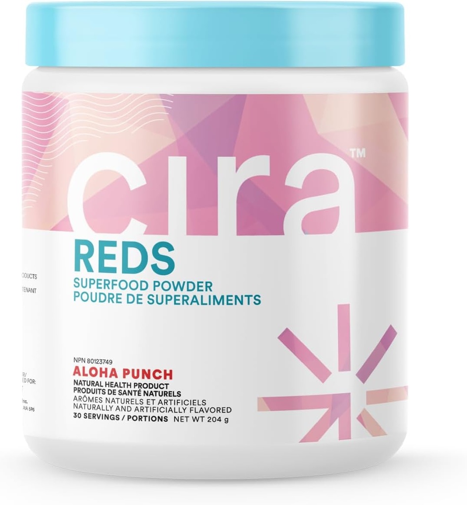 Cira Glow-Getter Reds Superfood Powder - Antioxidants & Polyphenols for Increased Energy & Gut Health - 30 Servings, Aloha Punch