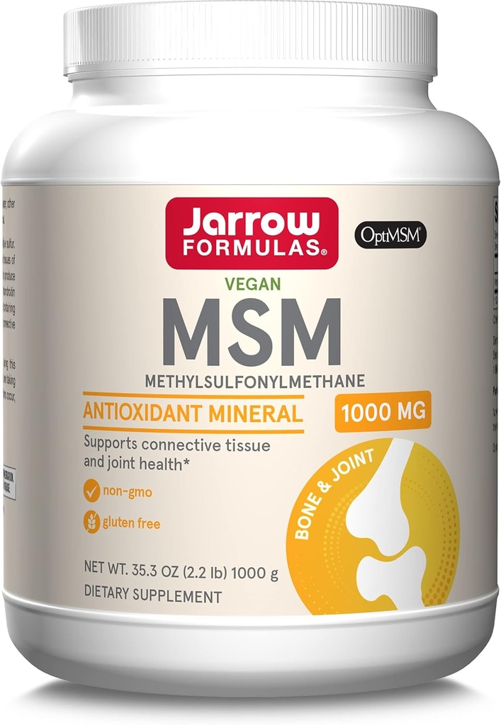 Jarrow Formulas® MSM Powder, Methylsulfonylmethane, 1,000mg, Antioxidant Mineral, Joint Health Supplement and Skin Support, 2.2 lbs, Approx. 1000 Servings