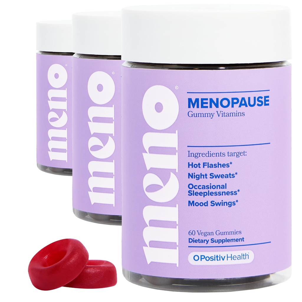 O Positiv MENO Gummies for Menopause, 30 Servings (Pack of 3) - Hormone-Free Supplements for Women with Black Cohosh & Ashwagandha KSM-66 - Helps Alleviate Hot Flashes, Night Sweats, & Mood Swings