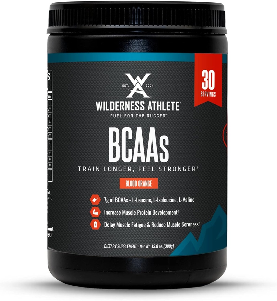 Wilderness Athlete - BCAAs - Branched Chain Amino Acids Powder - Essential Amino Acids Supplement for Men & Women - BCAA Supplement with Optimal Amino Acid Complex (Blood Orange)