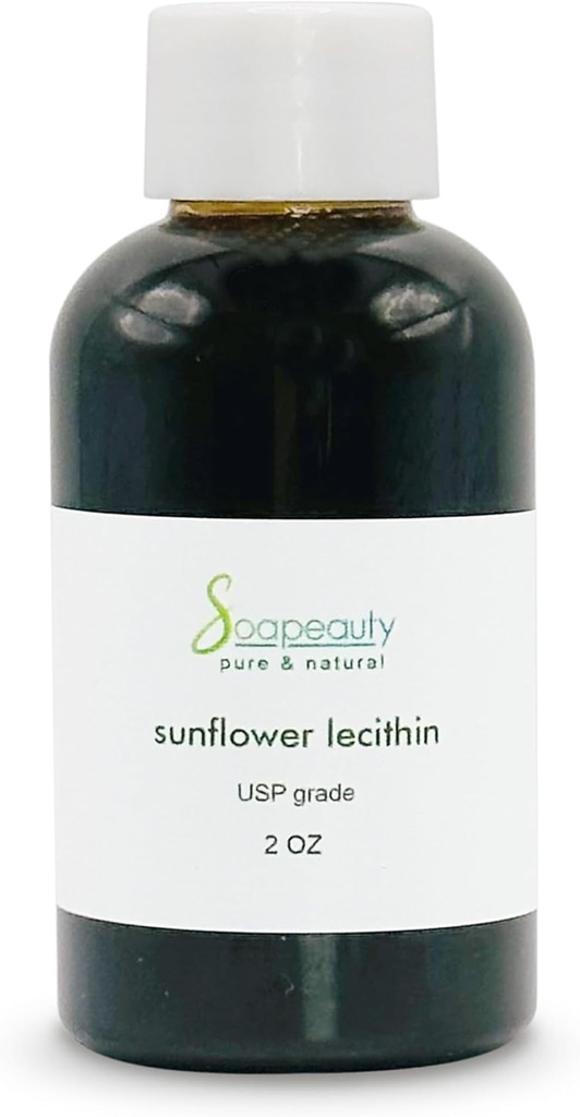 SUNFLOWER LECITHIN Liquid Oil | Cold Pressed Unrefined | USP Grade Unbleached 100% Pure Natural Sunflower Lecithin Oil | Skin Moisturizer, Soap Making, Lotion | 2 fl oz