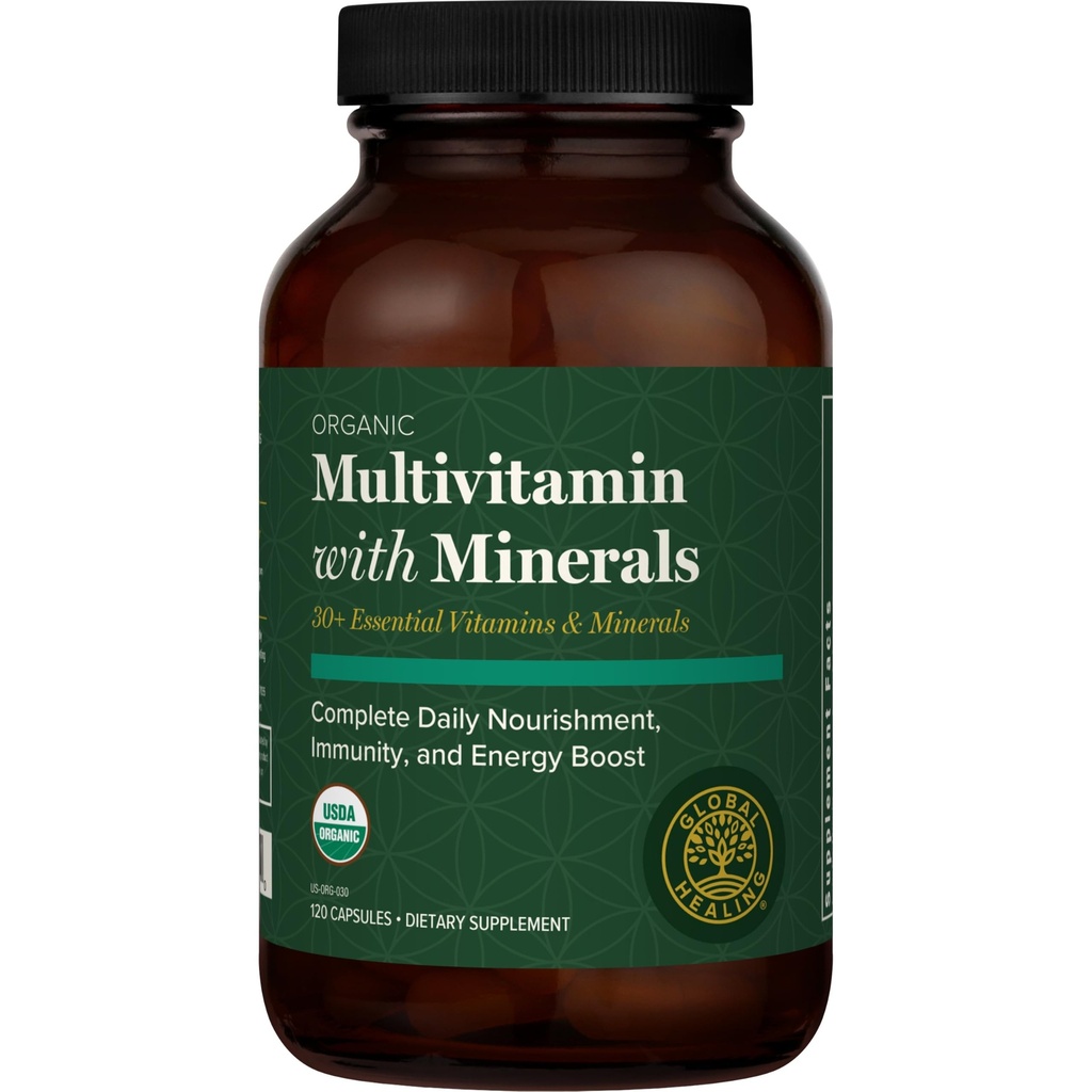 Global Healing Center - USDA Organic Multivitamin for Women & Men - Vitamins Include A, C, D, & More for Your Overall Health & Wellness Needs - Complete Daily Multi Vitamin Nourishment (120 Capsules)
