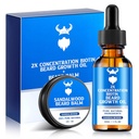 Beard Growth Oil & Beard Balm - Beard Growth Kit with 2X Concentration Biotin for Men, Natural Ingredients with Argan Oil, Jojoba Oil and Vitamin (Sandalwood)