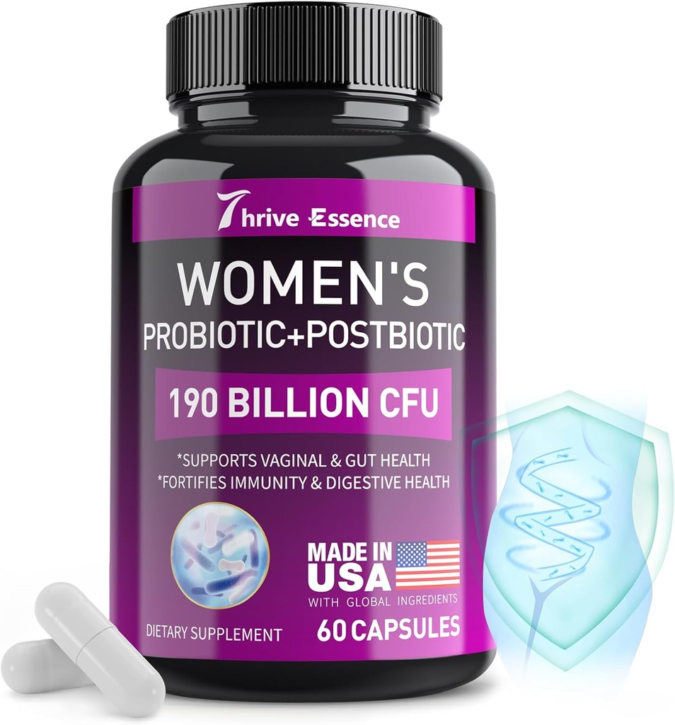 Probiotics for Women 190 Billion CFU - 10 Strains & Postbiotics for Wowen- Immune, Digestive, Gut, Vaginal & Urinary Health, PH Balance- Supports Occasional Constipation, Gas & Bloating, 60 Capsule