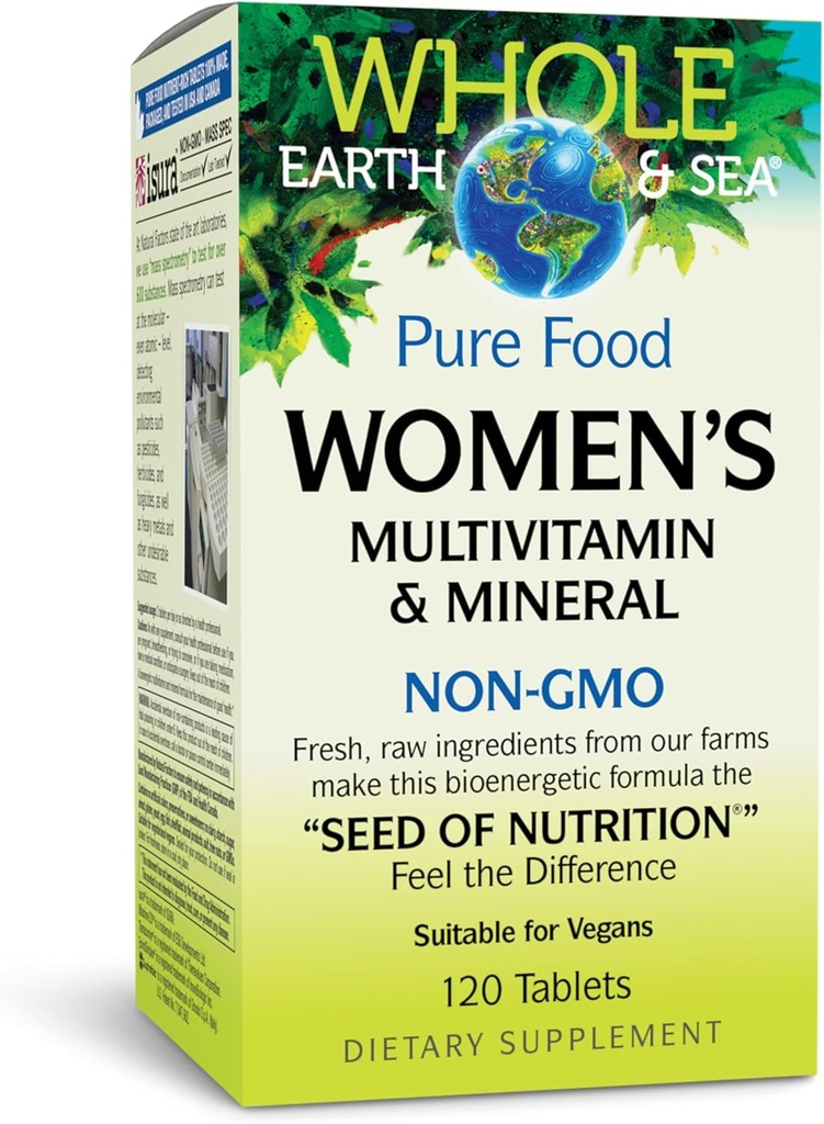 Natural Factors Whole Earth & Sea Women's Multivitamin & Mineral, Whole Food Supplement, Vegan, 120 Tablets