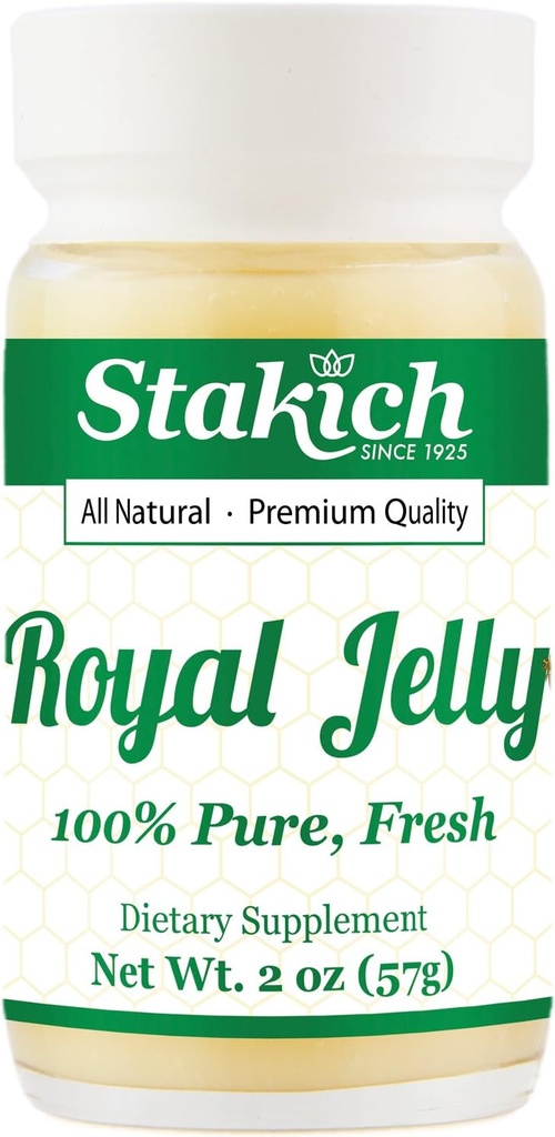 Stakich Fresh Royal Jelly - Pure, All Natural - No Additives/Flavors/Preservatives Added - 2 Ounce (57 Grams)