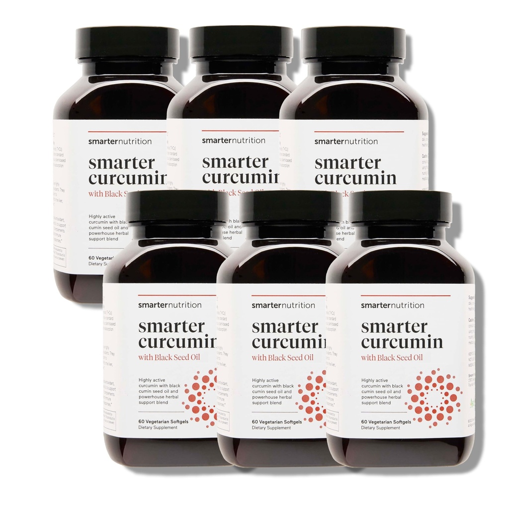SMARTERNUTRITION Curcumin Softgels - Vegan High Absorption 400 mg Curcumin Supplement Standardized to 95% Tetrahydrocurcuminoids + Black Seed Oil & Ginger for Joint & Immune Health - 360 Ct