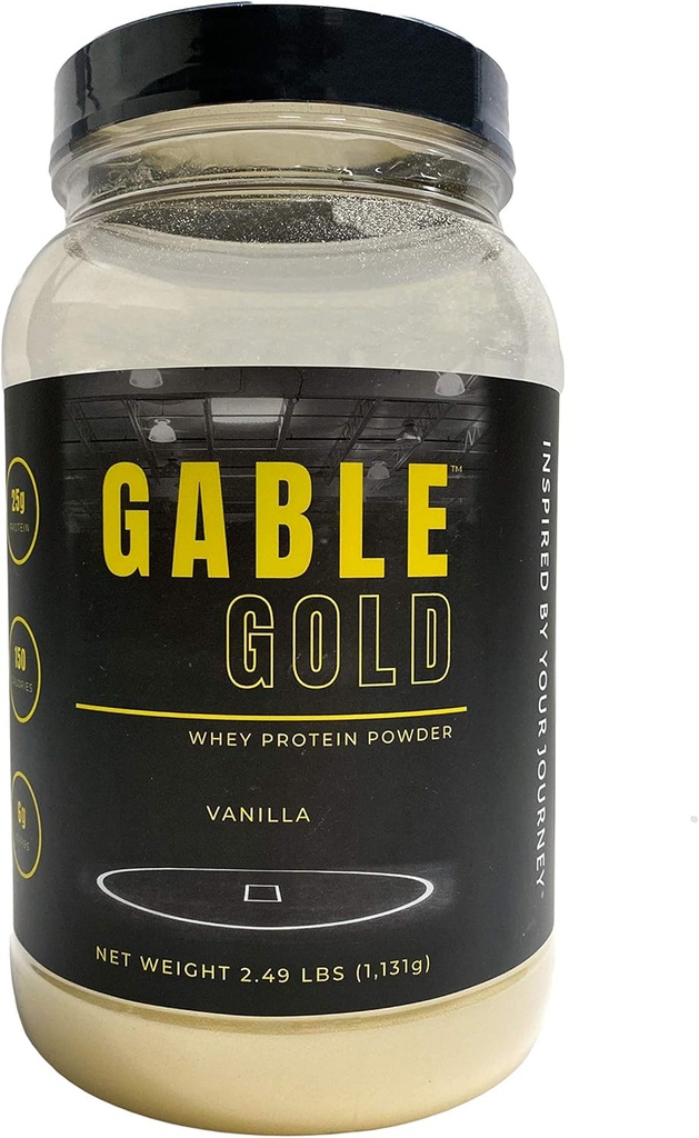 Silver Star Nutrition, Gable Gold Vanilla Whey Protein Powder + MCT Oil & Inulin, No Added Sugar, 25g of Protein per Serving, 30 Servings, 2.49 Lbs
