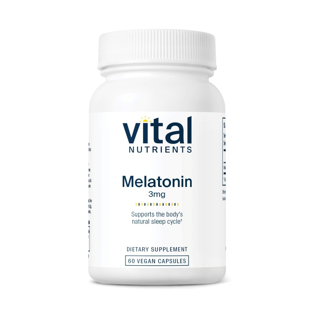 Vital Nutrients Melatonin 3mg - Vegan - Low-Dose Melatonin - Sleep Supplement to Support the Body's Natural Sleep Cycle* - Gluten, Dairy, Soy Free - 60 Capsules