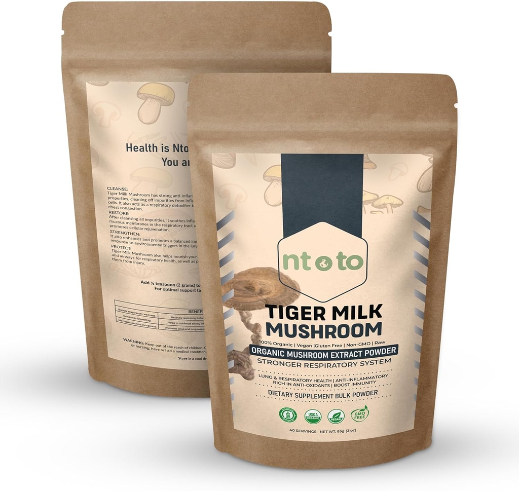 Tiger Milk Mushroom Supplement (Lignosus Rhinocerus) 3oz (85g) | Supports Lungs & Respiratory Health - Herbal Extract - Non-GMO, Vegan, Organic | 40 Servings