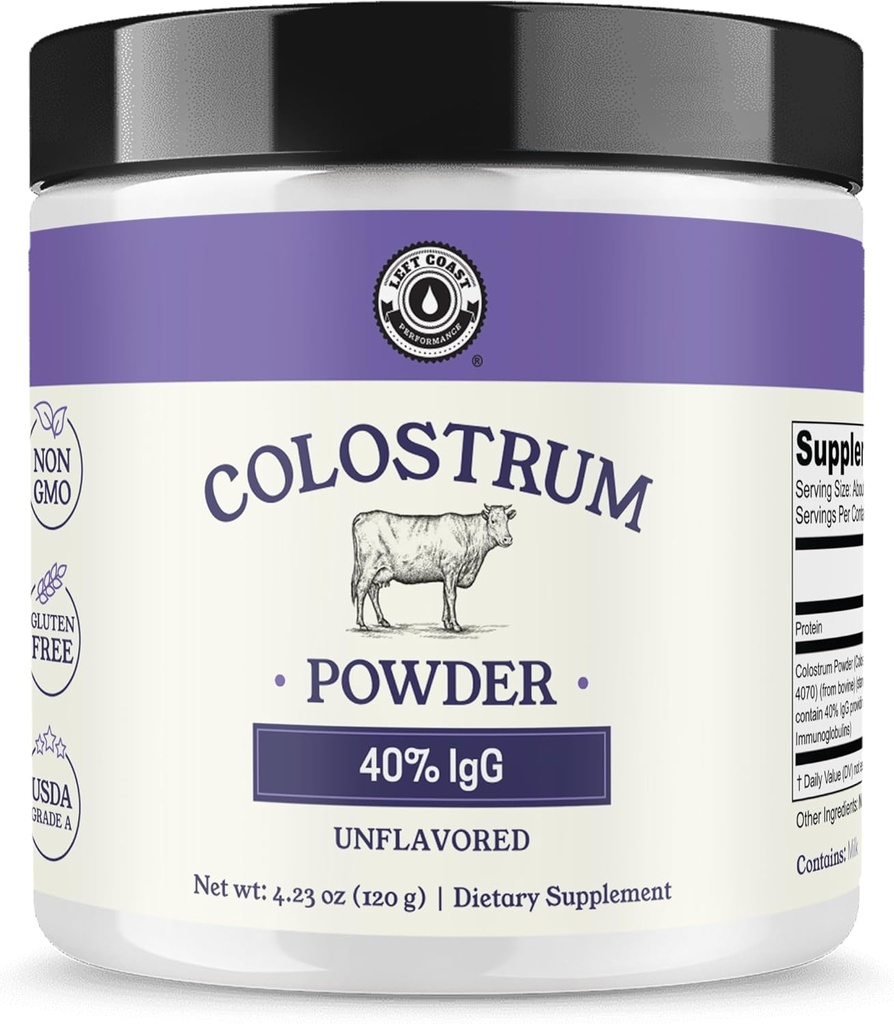 Colostrum Powder 40% IgG – USA Sourced Bovine Colostrum Supplement for Immune Support, Gut Health, Muscle Recovery, and Overall Wellness - Single Ingredient, No Additives, Non-GMO - 60 servings