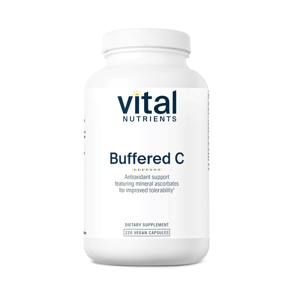 Vital Nutrients Buffered Vitamin C 500mg - Vegan Gentle Vitamin C for Sensitive Individuals* - Immune Support Supplement* - Gluten, Dairy and Soy Free - Non-GMO - 220 Capsules