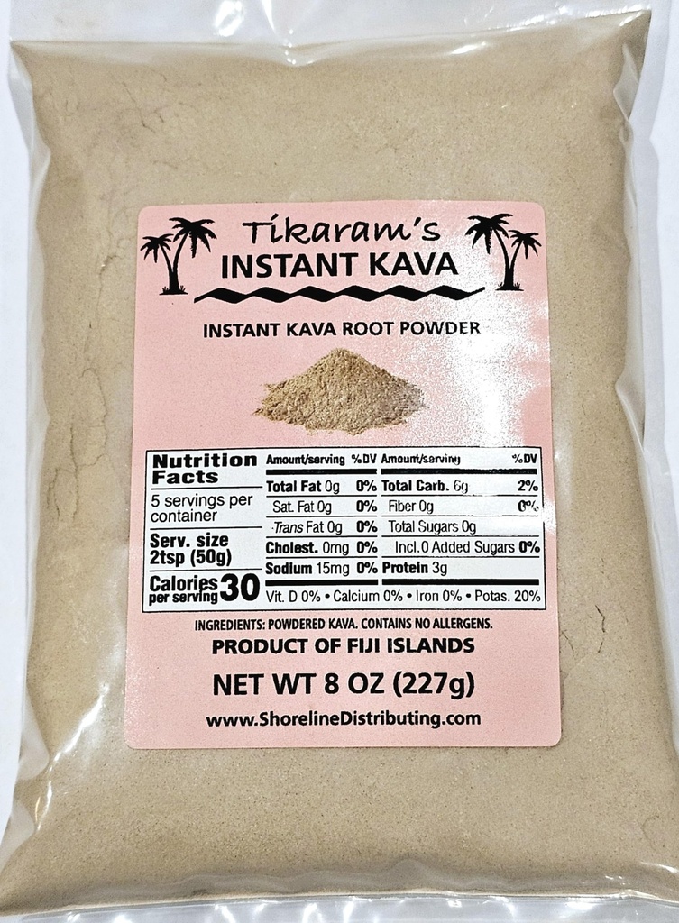 Tikaram's Instant Kava Powder, Fiji Waka, Noble Kava Root, 1/2 lb (8oz)-Fiji Market Wholesale LLC