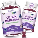 2 Pack Calcium Magnesium Zinc Gummies with Vitamin D3 & B12, Sugar Free Calcium Supplements for Women Men, Vegan Blueberry Flavor
