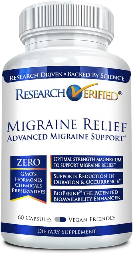 Research Verified Migraine Relief - Dual Action Supplement - Reduce Severity and Duration, Balance Hormones - with Ginger and Ginko Biloba- 60 Capsules - 60 Capsules - 1 Month Supply