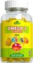 ALFA VITAMINS Omega 3 Kids Gummies, Supports Brain Development, Heart Health & Vision, Easy to Chew, Omega 3 Supplement for Kids, Orange Flavored, No Fishy Taste, 3 Gummies Daily, 60 Gummies
