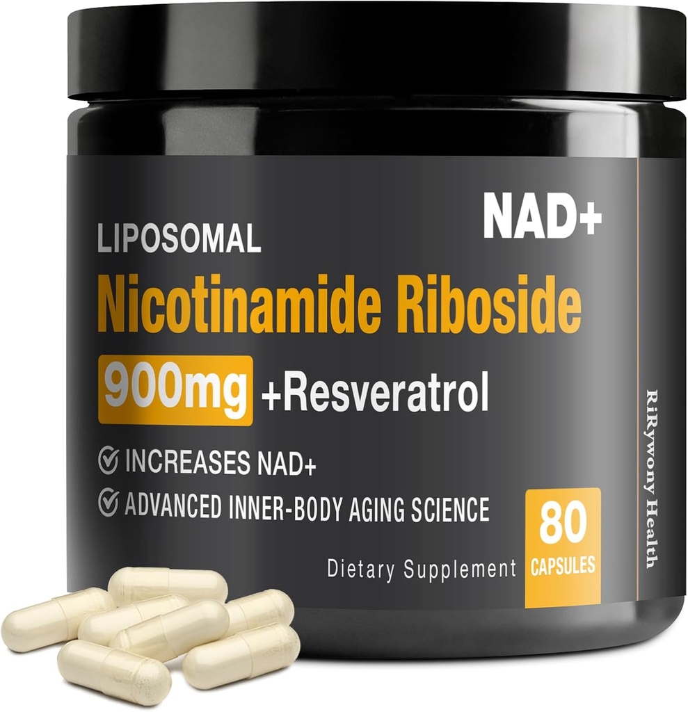 NAD+ Supplement - NAD+ with Nicotinamide Riboside (NR) and Resveratrol Quercetin 900mg, 80 Capsules, USA-063-0911XL-136NAD