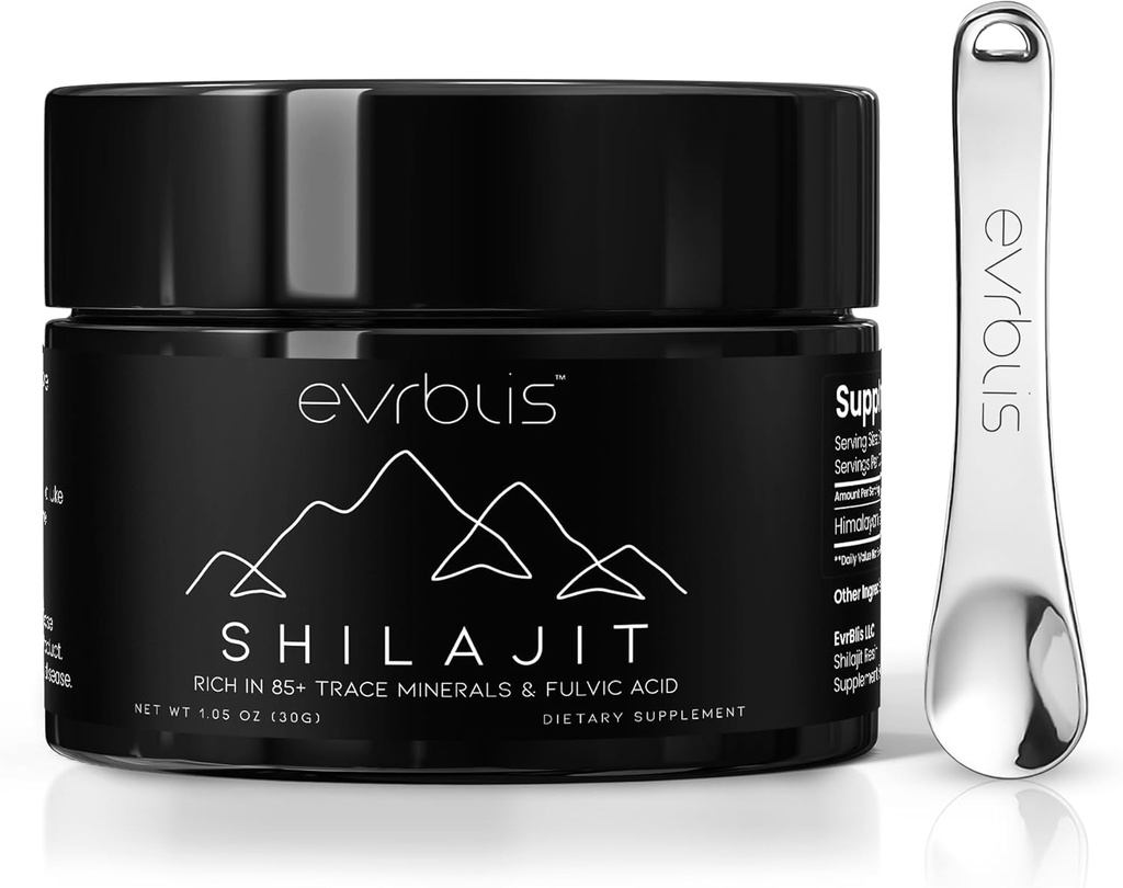 Pure Himalayan Organic Shilajit Resin, Max Potency Gold Grade Shilajit Supplement for Men & Women Natural Energy Boost & Immune Support with 85+ Trace Minerals & Fulvic Acid (30 Grams, 60 Serving).