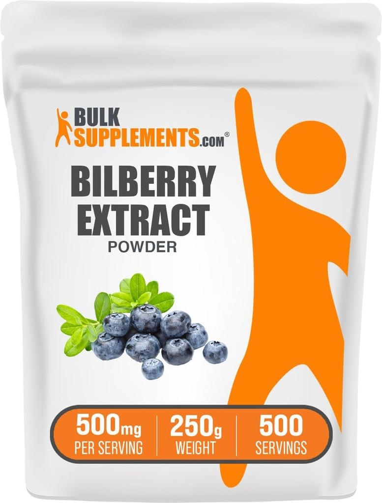 BulkSupplements.com Bilberry Extract Powder - Bilberry Extract Supplement, Herbal Supplement - Vegan & Glulten Free, 500mg per Serving, 250g (8.8 oz) (Pack of 1)