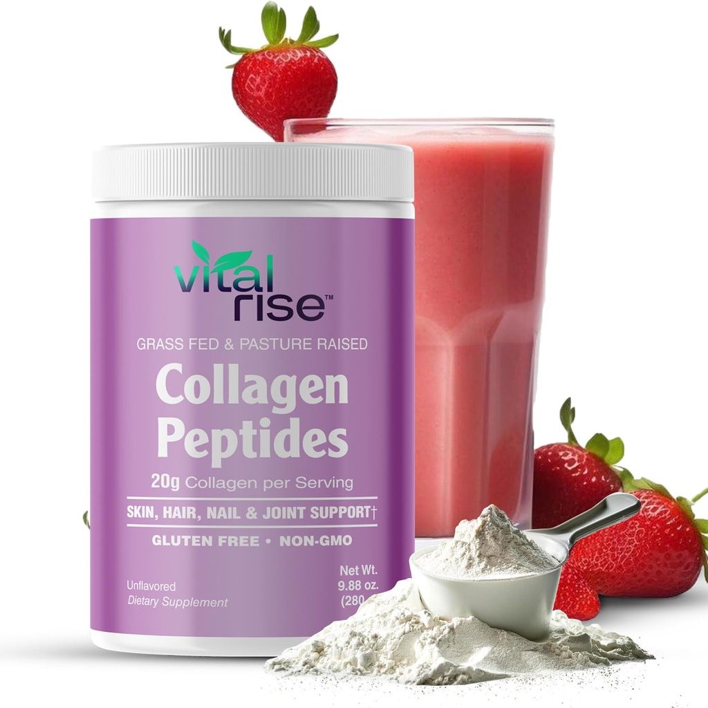 Naturally-Sourced Hydrolyzed Collagen Powder - Hair, Skin, Nail, and Joint Support - Type I & III Grass-Fed Collagen Supplement for Women | Non-GMO, Dairy-Free | 9.88 Oz (280g) Unflavored