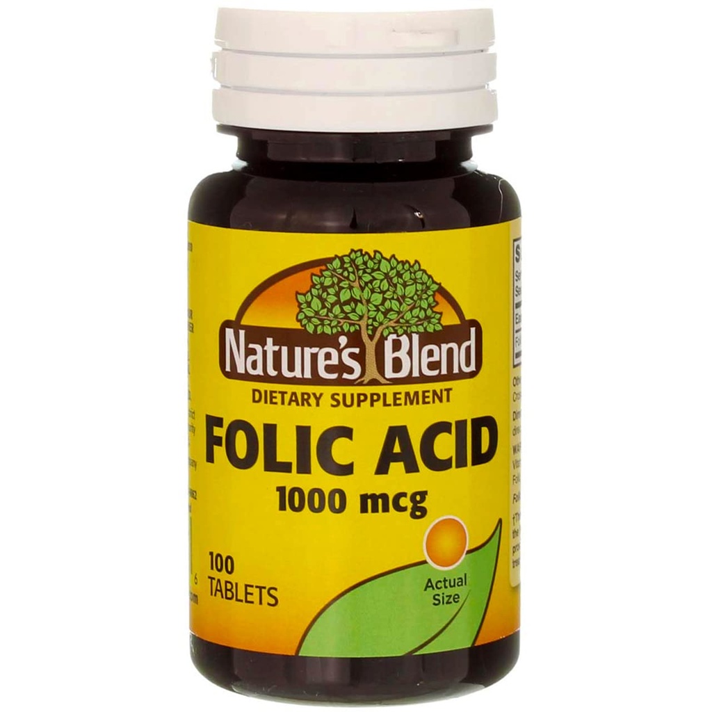 Nature`s Blend Folic Acid 1000mcg Tablets 100 Count (6 Pack)
