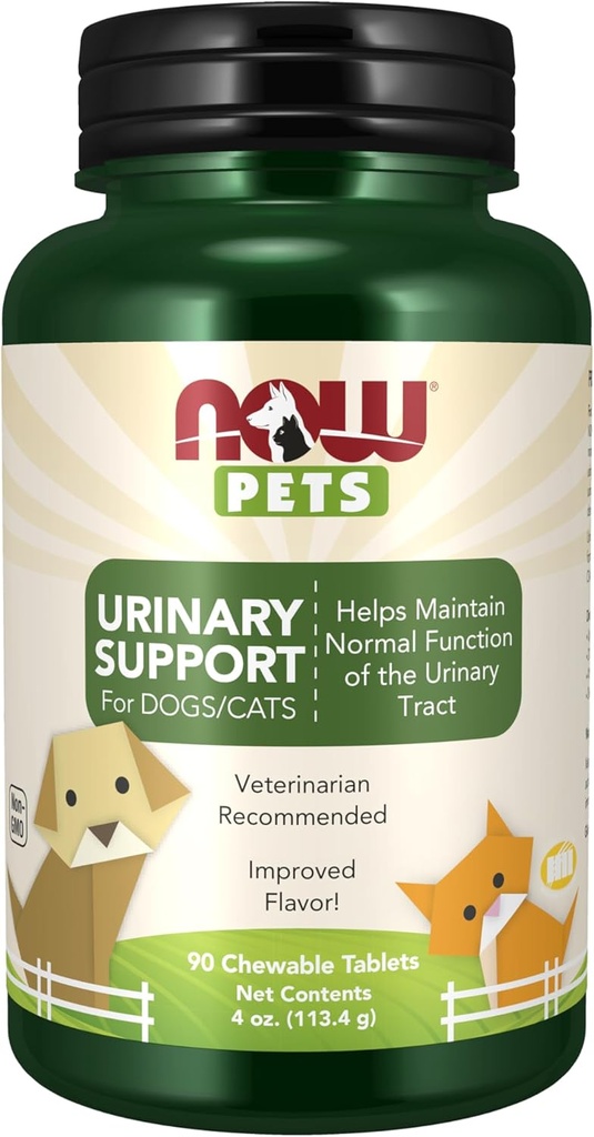 NOW Foods Pet Health, Urinary Support Supplement, Formulated for Cats & Dogs, NASC Certified, 90 Chewable Tablets