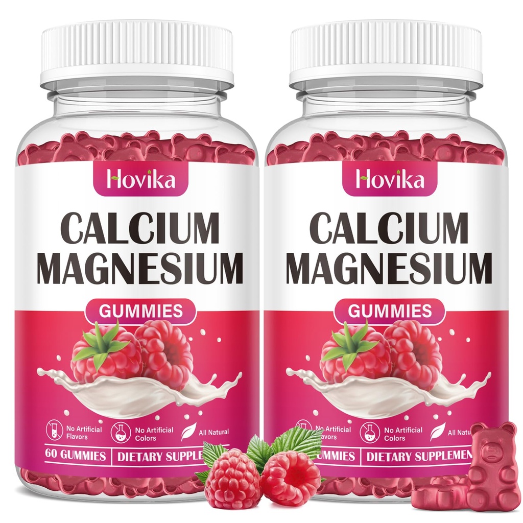 Calcium Magnesium Zinc Gummies-Calcium Magnesium 2:1 Ratio with Vitamin D3, K2, B6, B12 for Bone Strength, Muscle Function & Nerve Health, Extra Absorption Formula, Vegan, Raspberry Flavor 120 Gummies