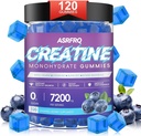 Creatine Monohydrate Gummies for Men & Women 120 CT - 7200mg of Creatine Monohydrate per Serving, Chewable Creatine Monohydrate for Muscle Support & Energy Boost, Sugar Free, Vegan (BlueberryFlavor)