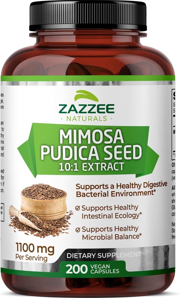 Zazzee Mimosa Pudica Seed 10:1 Extract, 200 Vegan Capsules, 1100 mg, 3+ Month Supply, Potent 10:1 Extract, Non-GMO and All-Natural