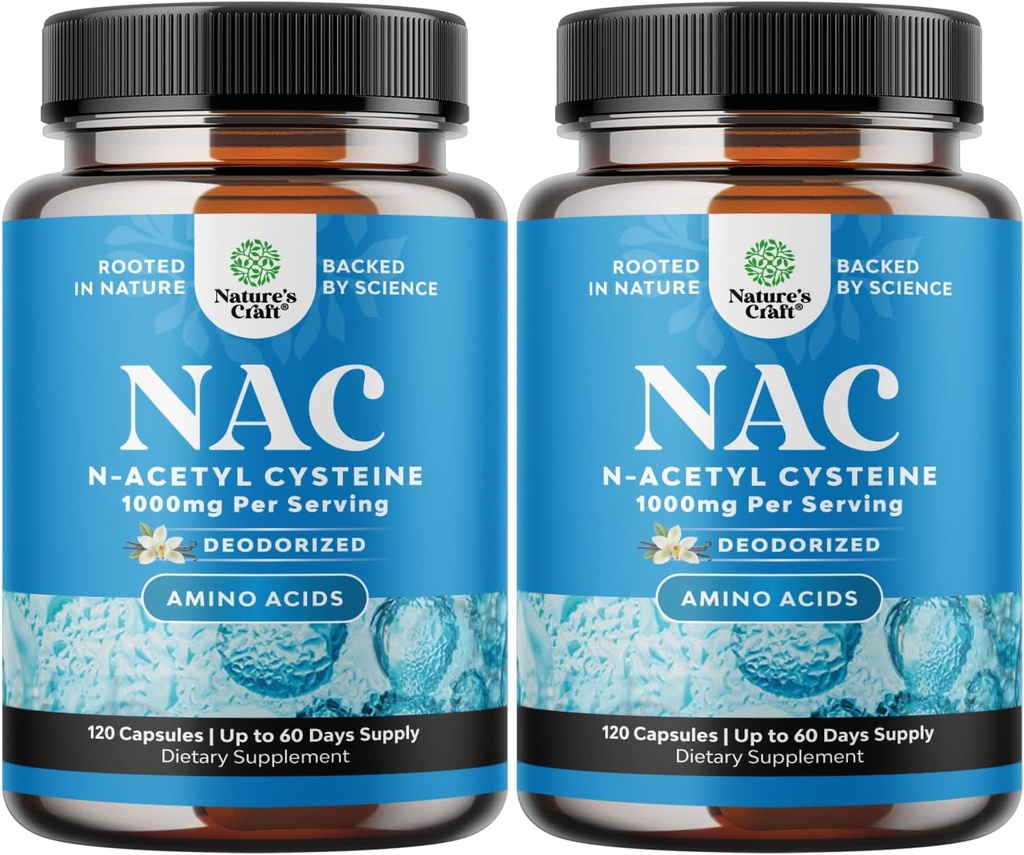 NAC Supplement N-Acetyl Cysteine 1000mg - Vegan High Absorption Non-Smelly NAC 1000mg Capsules Glutathione Precursor for Liver Cleanse Detox & Repair Plus Lung Health and Immunity Support (4 Months)