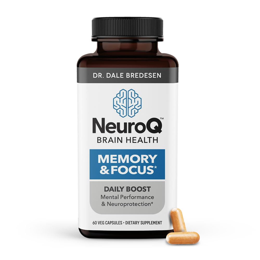 NeuroQ Memory & Focus | Formulated by Neurologist Dr. Dale Bredesen | Addresses All 4 Causes of Cognitive Decline | Ginkgo Biloba, Phosphatidylserine, Gotu Kola, Coffee Fruit, Turmeric & Propolis