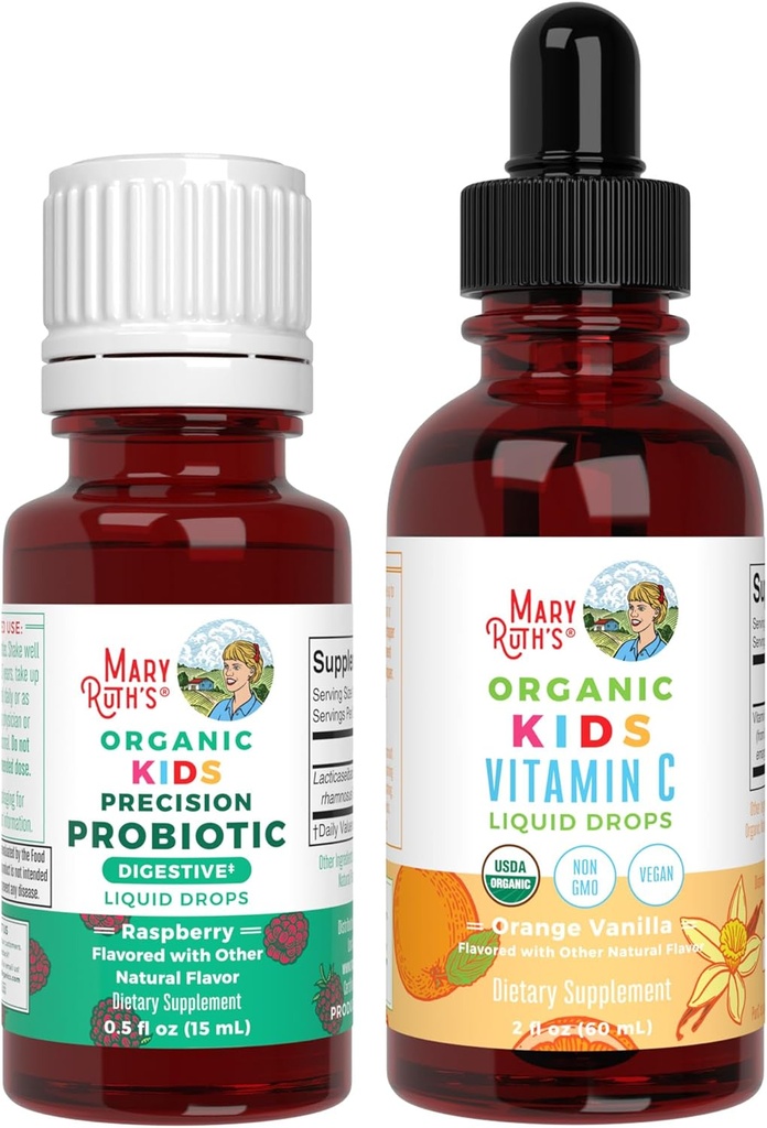 MaryRuth Organics Precision Probiotic & Vitamin C Drops for Kids | USDA Organic, Clean Label Project Verified® | Gut Health, Immune Support, & Overall Wellness | Vegan, Non-GMO, Gluten Free