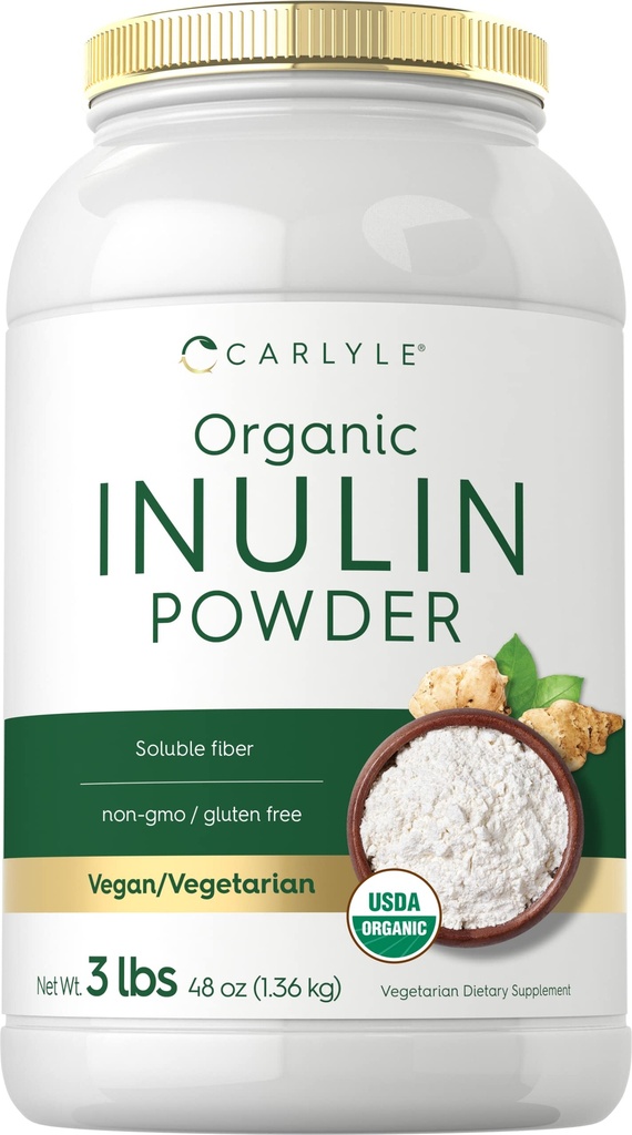 Carlyle Organic Inulin Powder 48oz | Prebiotic Fiber from Jerusalem Artichoke | Vegan, Vegetarian, Non-GMO & Gluten Free Supplement