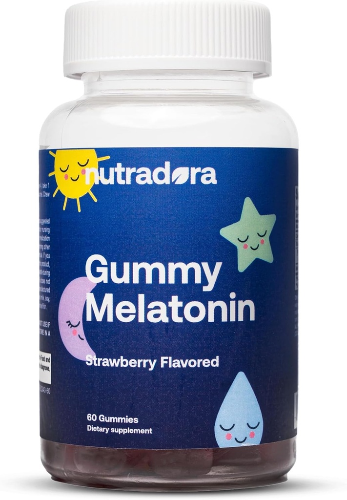 Melatonin Kids Sleep Gummies - Sleep Gummies for Children and Adults Help to Regulate Sleep, Wake Cycle, Relaxation, Enhance Sleep Excellence, Strawberry Flavor, Made in USA, 60 Gummies