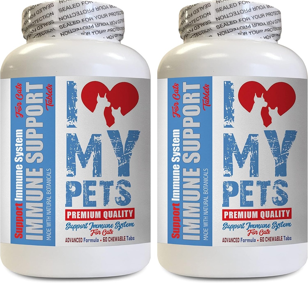 I LOVE MY PETS LLC cat Immune Booster Treats - CAT Immune Support - Booster - Healthy Supplement - cat Liver Supplement - 120 Treats (2 Bottles)