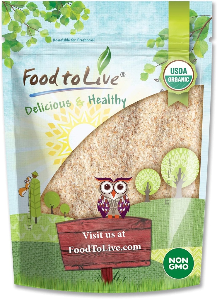 Food to Live - Organic Whole Psyllium Husks, 4 Ounces - Non-GMO Flakes, Vegan, Rich in Dietary Fiber, Natural Food Thickener, Great for Baking
