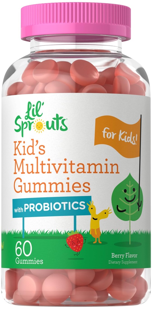 Carlyle Kids Multivitamin Gummies with Probiotics | 60 Chewables | Berry Flavor | Vegetarian, Non-GMO, Gluten Free Children's Supplement | by Lil' Sprouts | Packaging May Vary