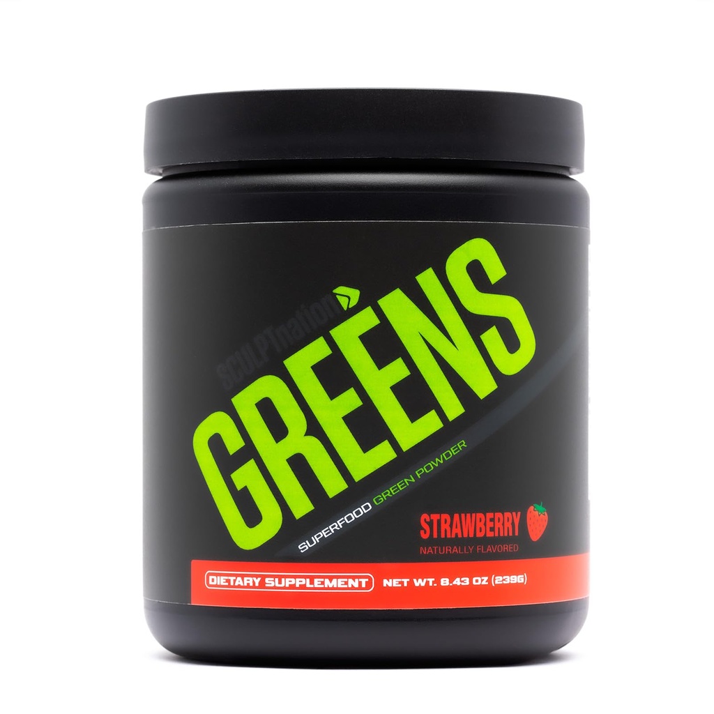 Sculpt Nation by V Shred Greens Strawberry - Premium Greens Powder & Superfood Blend with Collagen to Support Skin, Digestion, and Energy - 30-Day Supply