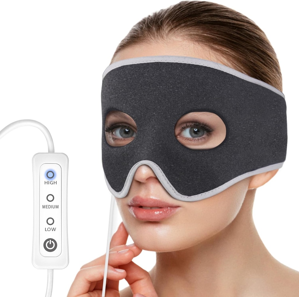 Sinus Pressure Relief Heated Mask Face Heating Pad Relieve Sinus Pain, Sinusitis Treatment, Headache, Nasal Congestion, 3 Heat Settings, Warm Compress Therapy, Washable (Non-Rechargeable)