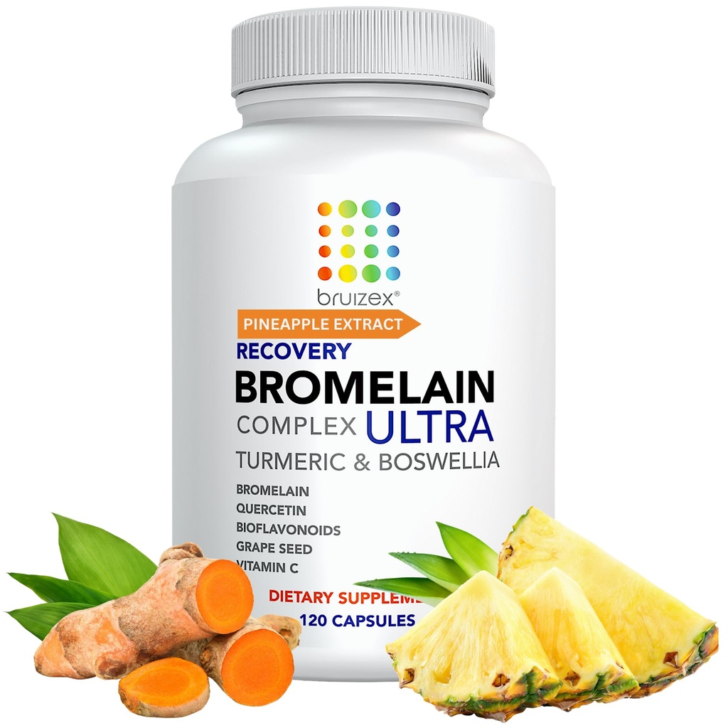 Bruizex Ultra Bromelain and Quercetin Bruising Relief Supplement, 120 Capsules | Bruised Skin, Trauma Recovery and Swelling Surgery Supplements | Contains Bromelain, Quercetin, Turmeric and Boswellia