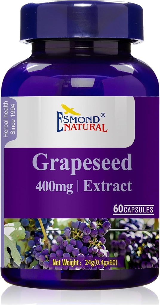 Grapeseed Extract (Helps Maintain Antioxidant Health), GMP, Natural Product Assn Certified, Made in USA - 400mg, 60 Capsules