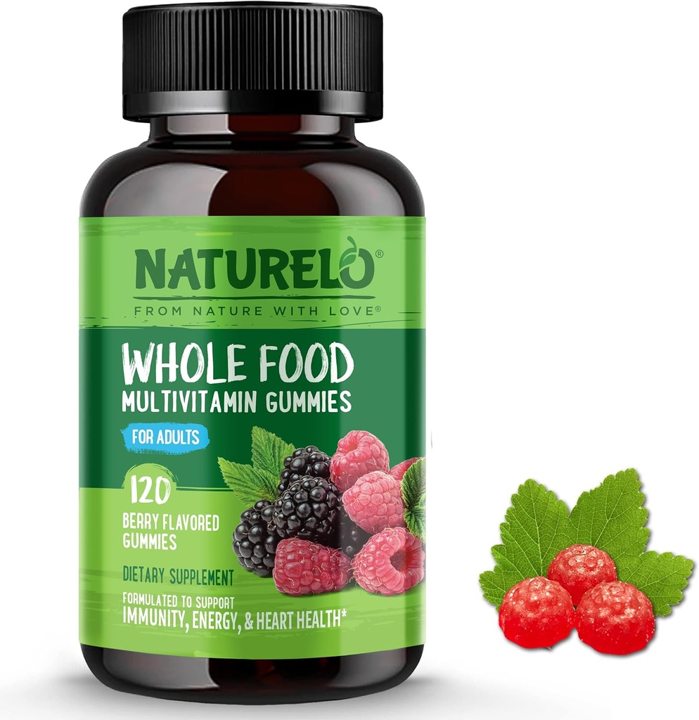NATURELO Whole Food Vitamin Gummies for Adults - Chewable Gummy Multivitamin for Men & Women - 120 Vegan Gummies