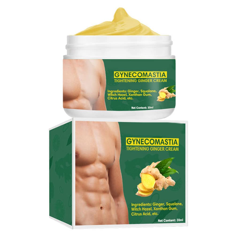 ikasus Powerful Gynecomastia Tightening Ginger Cream, Tightening Cellulite Cream Improves Elasticity, Ginger Burning Fats for Firm Chest Shape for Men
