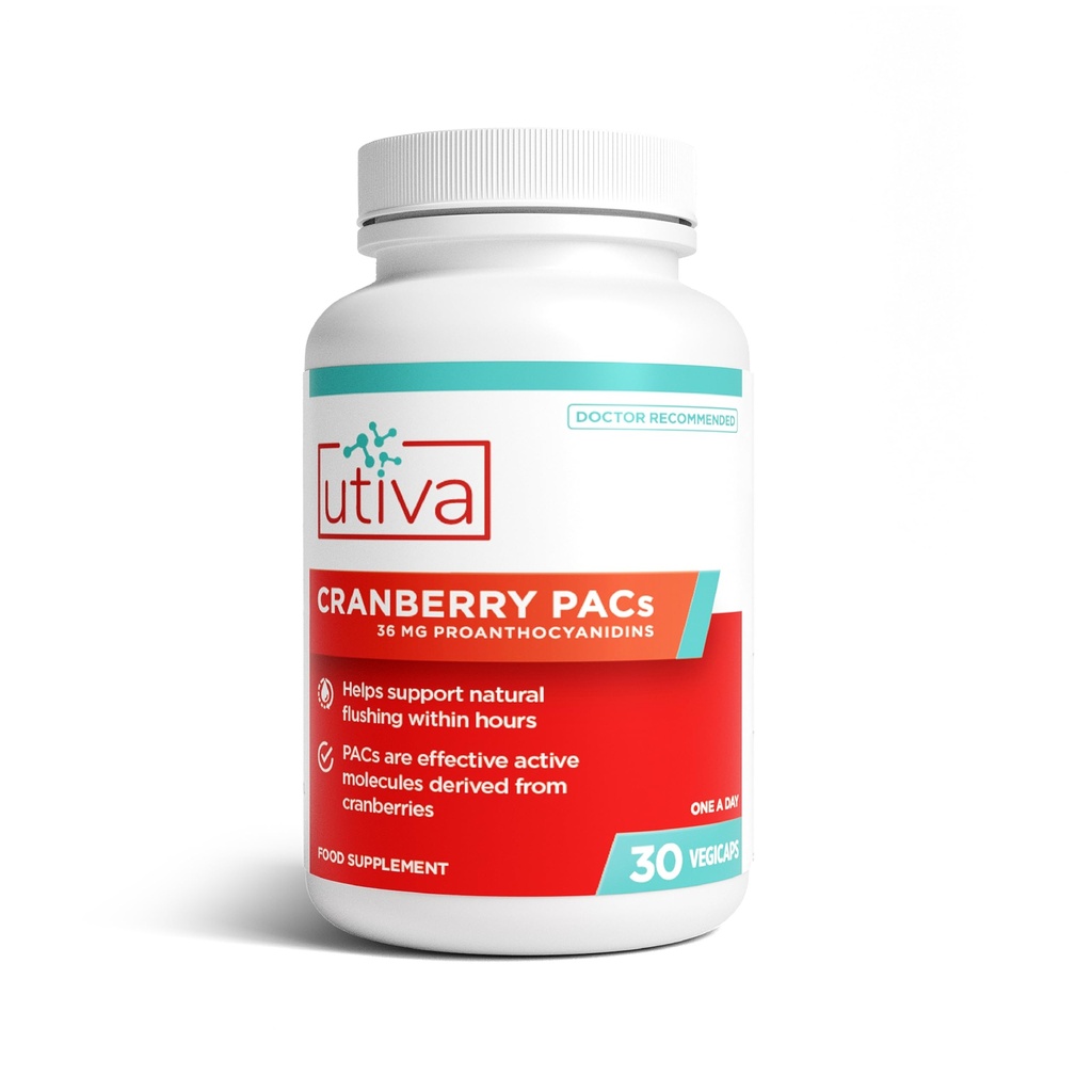 Szio+ Utiva Cranberry PACs – Clinically Studied Ingredients 36mg PACs Extract - UTI Prevention for Women - Urinary Tract Health – Cranberry Supplement Pills for Bladder Health, 30 Vegi Capsules