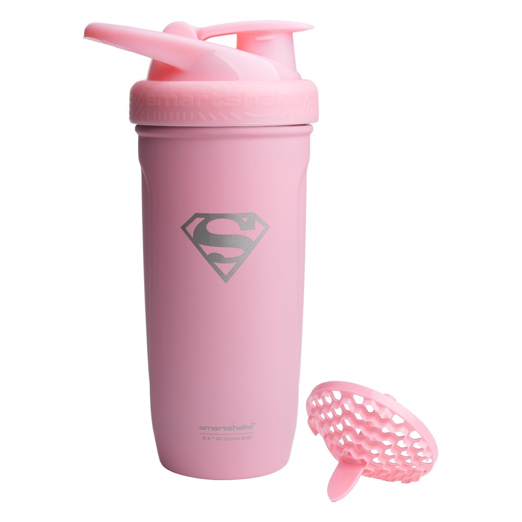 Smartshake DC COMICS Reforce Stainless Steel Protein Shaker Bottle 900 ml | 30 oz - Leakproof Screw-on Lid - BPA Free – Unisex - Non Insulated - Supergirl Logo