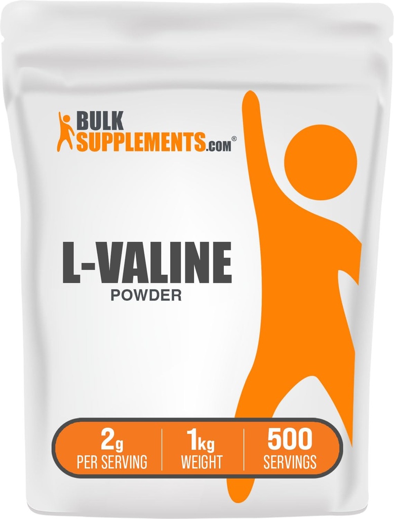 BulkSupplements.com L-Valine Powder - Valine Amino Acids Supplement, BCAA Energy Powder - Unflavored & Gluten Free, 2g per Serving, 1kg (2.2 lbs) (Pack of 1)