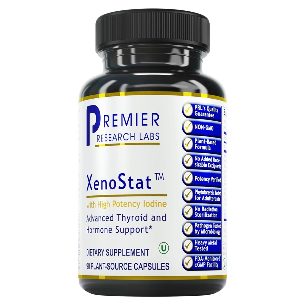 Premier Research Labs XenoStat - Thyroid Supplement, Thyroid Support for Women & Men, Iodine Supplement, Hormone Support, Thyroid Support Complex Supplement - 90 Capsules