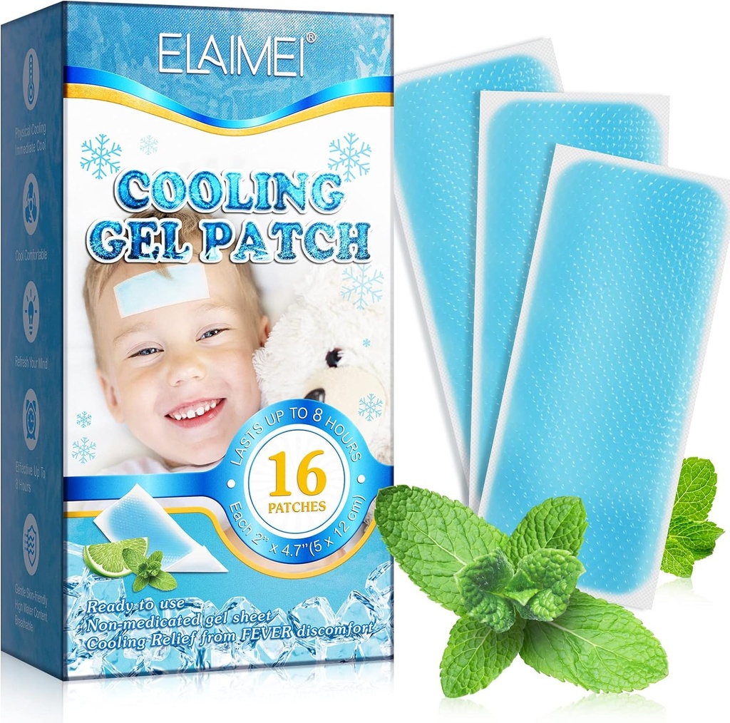 16 Sheets Fever Patches for Kids - Hot Weather Cooling Gel Patches for Adults - Headache Patches - Forehead Fever Cool Pads