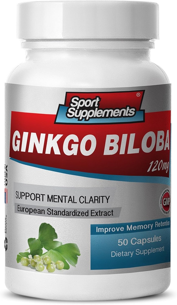 Brain Supplements for Memory and Focus - Ginkgo BILOBA 120MG - Gingko biloba Plant, Focus Supplements for Adults, Gingko biloba Supplements, Ginko biloba Pills Natural, Memory Supplement - 1B 60 Caps